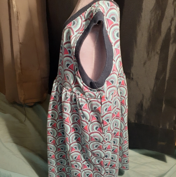 NWOT Tea Blue & Pink Fan Design Dress - Picture 2 of 5
